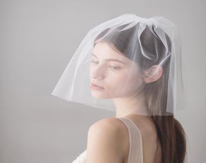 Vintage Hochzeitsschleier, Gesichtsrouge, Haarteile, 2 Etagen, mit Perlen, kurze Braut-Kopfbedeckungen, Brautschleier BWV6127200802