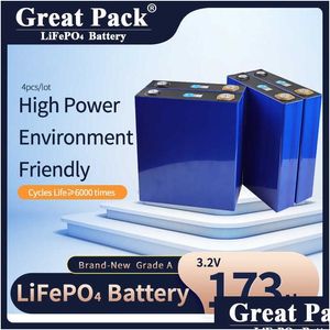 Batterier 4st 3.2V 173AH 100% FL CACAEL DEEP CYCLE LIFEPO4 Batterifattcellen laddningsbar helt ny klass A Solenergi med samlingstång DHFHF