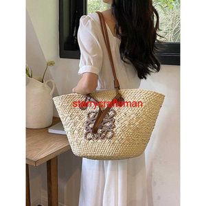 Borse di lusso Borsa da basket Anagram Borsa stile rivista Luo Family Borsa in tessuto erba Borsa da donna grande in tessuto retrò in rattan francese Logo Vacatiohave HBXS7G