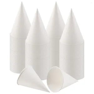 Louça conjuntos de papel branco cone copos neve revestido à prova de vazamento para água gelada raspada 200pcs