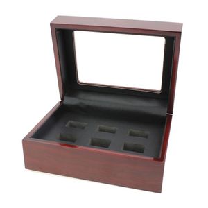 Najlepsza klasa 1 4 5 6 otworów Nowe pierścień mistrzostw Poleży w opakowaniu biżuterii Wyświetlacz Red Wooden Jewelry Box do Ring Display 208Z