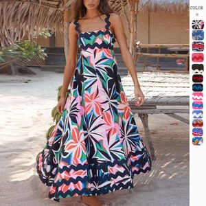 Women High End Spring Summer Sumpender Long Dress Drukowana dla kobiet