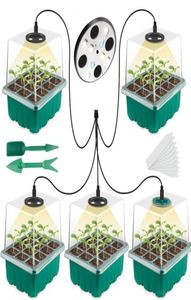 Grow Lights Pack Seedling Tray With Light Plant Seed Starter Trays Kit Greenhouse Growing Holes 12 Cell Per TrayGrow9115382