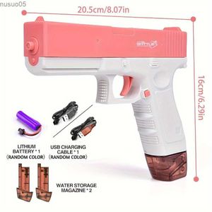 Giochi con la sabbia Divertimento acquatico HUIQIBAO M1911 Cannone ad acqua elettrico Moda rosa Fresca estate Spiaggia Piscina Gioca con giocattoli Giochi all'aperto Tiro con pistola ad acqua da battaglia