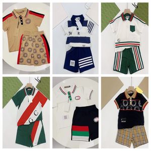 Nova marca designer polo roupas de verão algodão roupas infantis de alta qualidade high-end moda conjunto esportivo infantil tamanho 90cm-150cm a04