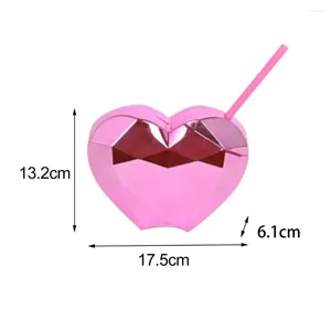 Water Bottles Heart Mug Portable Dust-proof Drinking Kids Training Cup With Straw Bottle Birthday Gift