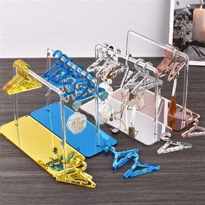 Jewelry Pouches Acrylic Earring Display Stand Mini Coat Hanger Rack Storage Tabletop DIY Organizers