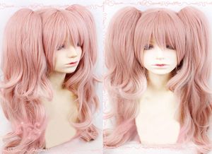 Danganronpa Junko Enoshima Cosplay Ponytails Synthetic Hair Wig Bear Hairpins7235260