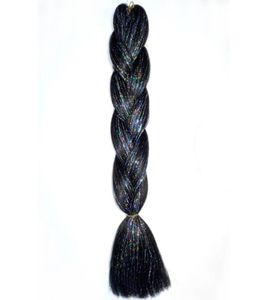 Human Ponytails 100g 24quot Bling Hair Synthetic Jumbo Braid Mixed Metallic Glitter Twinkle Tinsel1874006