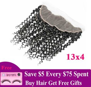 Brazylijskie głębokie włosy do ucha do ucha koronkowe zamknięcie przednich Peruwiańskie Remy Human Hair Frontal 134 Lace Frontal 124 PCS Lot9558047