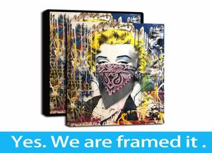 Banksy Graffiti Street Art Colorful Marilyn by Brainwash Portrait Canvas Prints Oil Painting Poster Wall Painting Home Decor4187204