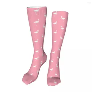 Мужские носки с фламинго, белые, розовые, новинка до щиколотки, унисекс, до середины икры, плотная вязка, мягкие, повседневные