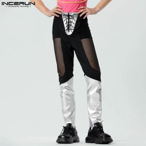 Pants Inderun 2023 Style amerykańskim Pantalons Modna Kontrast Kolor Design Deschery Spodnie Casual Street Mesh Long Spant S5xl