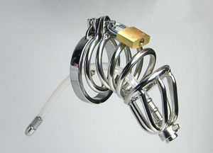 Dispositivo a doppio anello in acciaio inossidabile Tubo in silicone con anello spinato anti-spargimento Gabbia per cazzi Uretra maschile Suono BDSM Sex Toys7469336