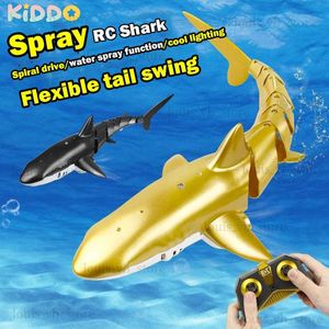 Animais elétricos / RC Smart Rc Tubarão Baleia Spray Água Brinquedo Engraçado Barco com Controle Remoto Navio Robôs Submarinos Peixe Brinquedos Elétricos para Meninos Crianças T240308