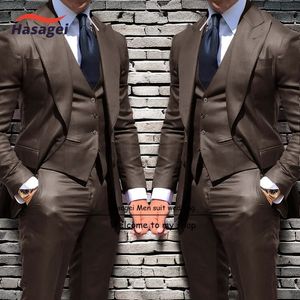 Abito da uomo d'affari Set 3 pezzi Giacca formale Pantaloni Gilet Slim Fit Sposo Smoking da sposa Giacca con risvolto a spillo Uomo 240304