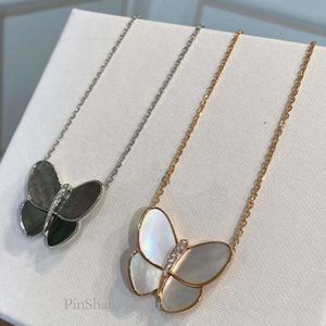 Fanjia High Edition Ny Big Butterfly Necklace Female Plated Rose Gold Lock Bone Chain White Grey Fritillaria