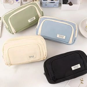 Four Color Large Capacity Pencil Bag Aesthetic School Cases Girl Korean Stationery Holder Children Pen 240306