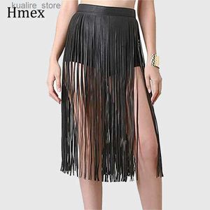 Gürtel Boho Frauen Sexy Quaste Leder Röcke Punk Gothic Bund Lange Fransen Schwarz Hohe Taille Gürtel Club Party Rock L240308