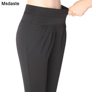 Capris yeni sonbahar kadınlar rahat gevşek yüksek bel pantolon bayanlar ofis pantolon artı beden pantolonlar s ~ 4xl 5xl 6xl mavi kırmızı khaki kahverengi