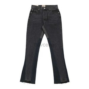 Jeans masculinos homens jeans 2021ss custom-made vintage destruir emendado flare hip-hop high street homens mulheres casal lavagem 240308