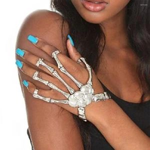 Charm Bracelets Fashion Women Punk Bracelet Alloy Skull Finger Hand Chain Skeleton Bone Ladies Girls Halloween Gifts UND Sale