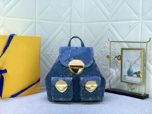 10A أعلى أصلي واحد M46836 حقيبة ظهر Blue Denim Denim Bag Bag Bag Men and Women's Counter Crossbod