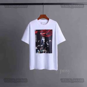 Off White Shirt Мужская футболка Высококачественная версия футболки Женская дизайнерская одежда Свободные футболки Топы Мужская повседневная рубашка с уличными граффити Толстовка с рукавами Off White 258