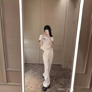 designer 24 year early spring niche design fashionable and western-style letter woven wide leg pants casual sports set LLQ0