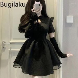 Work Dresses High Quality Fashion Black 2 Piece Sets Womens Outfits Slim Waist A-line Mini Dress Hollow Out Temperament Conjuntos Curtos