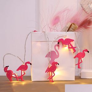Led Strings Flamingo Led String Pink Decor Tropical Summer Party Wedding Birthday Green Leaf Light Supply Drop Delivery Lights Lightin Dhi60
