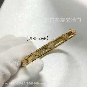 Designer Bangle Sweet VanCf Armband Jade V Gold Kaleidoscope smal upplaga för kvinnor tjocka 18k rosguld full diamantklöver armband VLVA