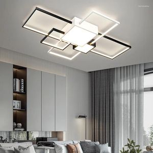 Ceiling Lights Modern Minimalist Indoor LED Chandeliers Lamp Black Gold For Living Room Bedroom Cafe With Remote Control Fixture