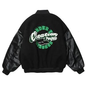 Vintage Varsity Jacken für Männer Punk Gothic Mäntel Stickerei Hip Hop Harajuku Baseball Jacke Lose Beflockung Leder Mäntel 240222