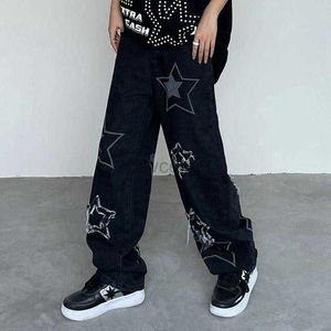 Men's Jeans Mens Jeans Y2k Men Star Printed Trousers Autumn Korean Fashion Gothic High Street Style Loose Casual Slim Straight Wide-leg Pants 240308