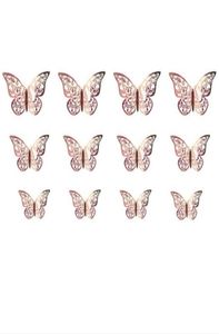 3D içi boş kelebek duvar çıkartmaları Ev Dekorasyonları Festivali Partisi Düzeni Kağıt Kelebekleri12pcsset1045328