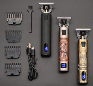 Hårklippare 2022 T9 0mm Professional Clipper Electric laddningsbara män Shaver Beard Trimmer Barber Cuting Cutting Machine2854173