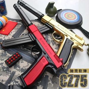 Arma brinquedos 2024 nova cz75 revista dupla glock shell ejeção arma de bala macia 1911 arma de brinquedo infantil menino brinquedo sob-carregamento revista pistola2403