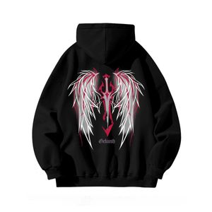 Hip Hop Hooded Hoodies Moletons para Mulheres Rosa com Orint em Preto Feminino Roupas Gráfico Algodão 90s Vintage Matching M Tops 240301