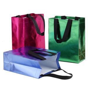 251020 unidades saco de presente brilhante bolsa de tecido não tecido colorido reutilizável proteção ambiental negócios atacado 240228