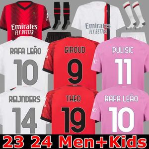 23 24 GIROUD Camisas de futebol MILANS IBRAHIMOVIC 2024 PULISIC THEO TONALI REIJNDERS Camisa ROMAGNOLI RAFA LEAO S.CASTILLEJO REIJNDERS LOFTUS-CHEEK Uniforme de futebol