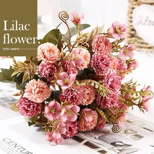 Künstliche lila Blume Vintage Rose Pfingstrouze Bouquet Home Hochzeit Dekoration Gefälschte Blumen DIY Party Dekoration Urlaubsbedarf