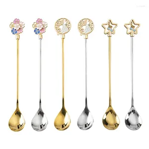 Spoons Tea Stainless Steel Cutlery Unique Desserts Cake Ice Cream Spoon Long Handle Coffee With 3 Styles 2 Dropship