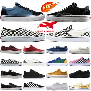 Van Sapatos Old Skool Canvas Sapato Casual Homens Mulheres OG Designers Skate Preto Slip On Branco Azul Vermelho Plataforma Plana Sapatilhas Mens Treinadores Esportivos Moda