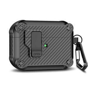 Hårt skalskyddsfodral för AirPods Pro 2nd Automatic Pop-Up Carbon Fiber Case med Secure Lock Headphone Charging Box Cover för AirPods 1 2 3