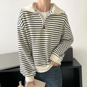 Women's Sweaters Striped Knitted Sweater Autumn Winter Long Sleeve Zipper College Style Simple Loose Short Pullover Tops Pull Femme