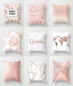 Federa per cuscino con stampa di lettere rosa, fodera per cuscino, divano, decorazioni per la casa, 45 cm6645756