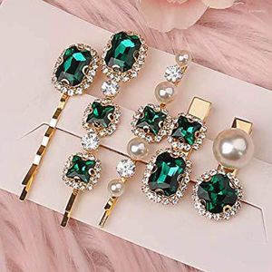 Hair Clips Trendy Sparkly Rhinestone Accessories Square Round Slide Clip Set Crystal Barrette For Women Girls