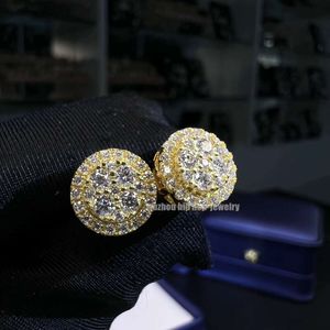 VVS Moissanite Florar Earrings 10mm Bredd Real 14K Gold Tester Pass Rund Brilliant Cut 0,87CTW Diamond Stud