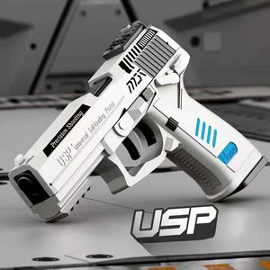 Gun Toys Pistola USP pistola a decompressione appesa vuota per pistola giocattolo ravanello proiettile morbido tiro continuo 240307